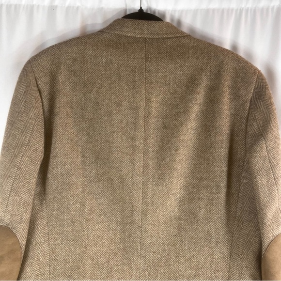 Vintage Claridge Wool Herringbone Elbow Patch Sports Coat  Classic Brown - Picture 10 of 17